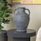 16" Black Ceramic Whitewashed Textured Amphora Vase